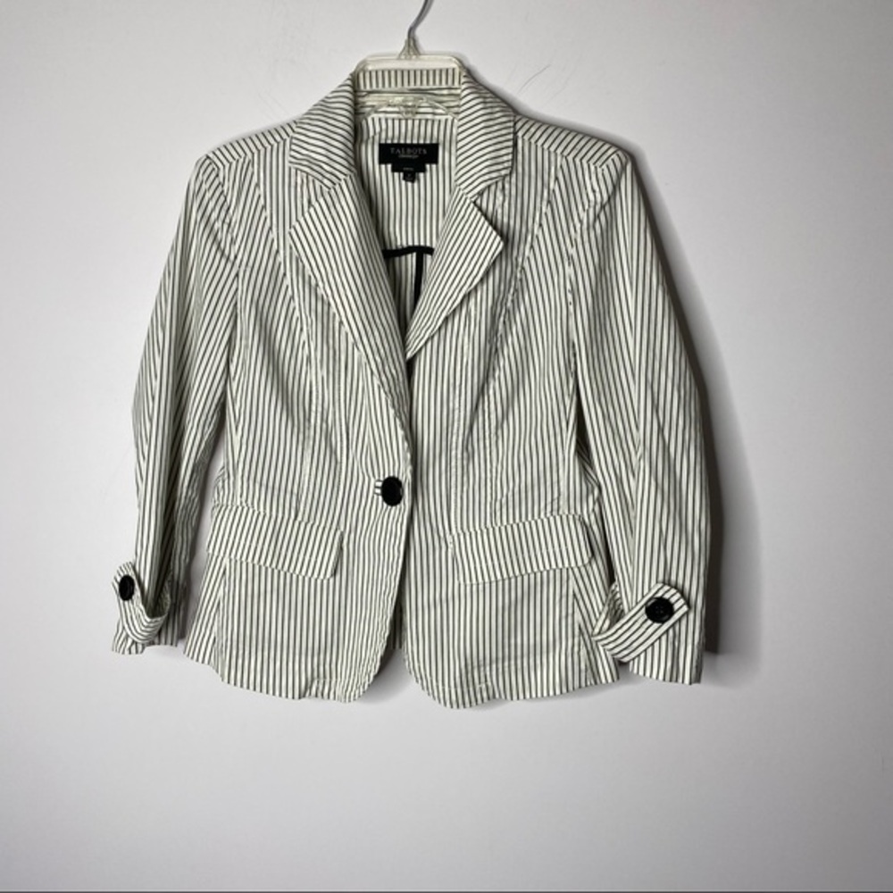Talbots Gray Striped Nautical Business Casual Blazer Size 4